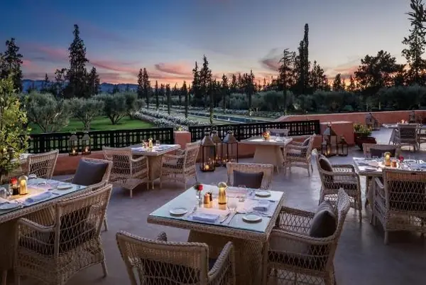 Terrace at sunset facing the Atlas, Marrakech