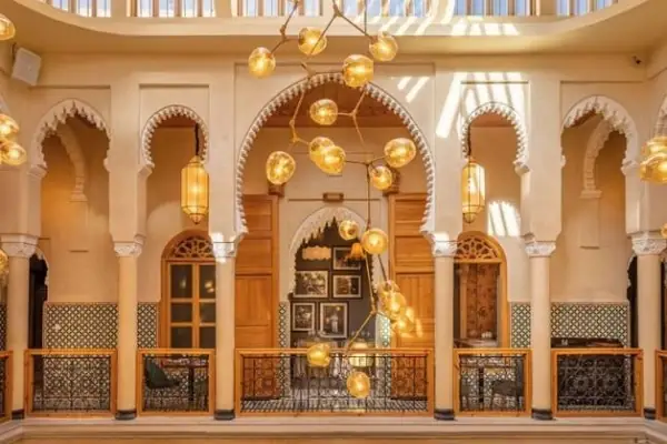Arcaded riad patio in the medina of Casablanca
