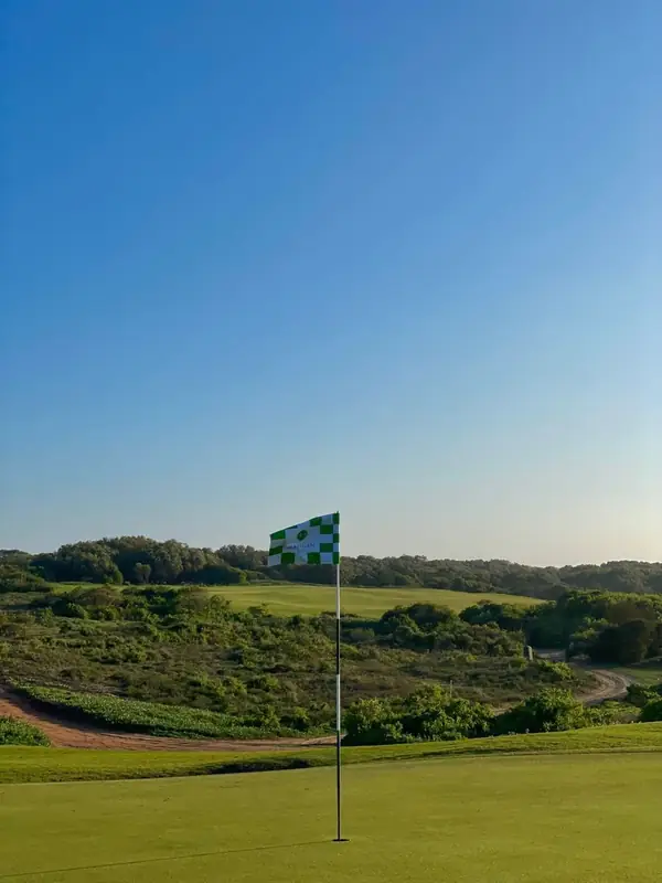 Flag on a green, golf course in Morocco