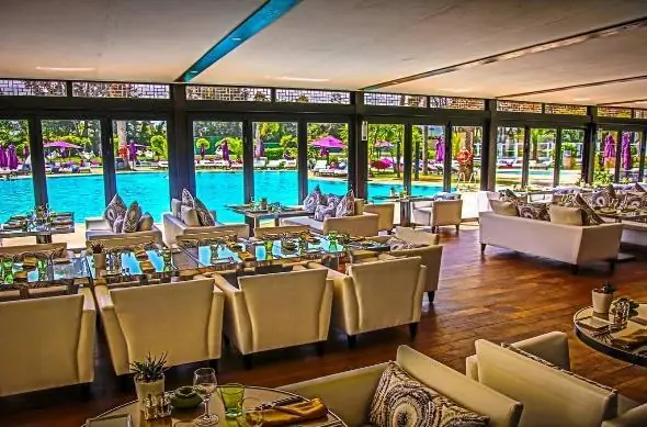 Restaurant opening onto the pool of Sofitel Jardin des Roses, Rabat