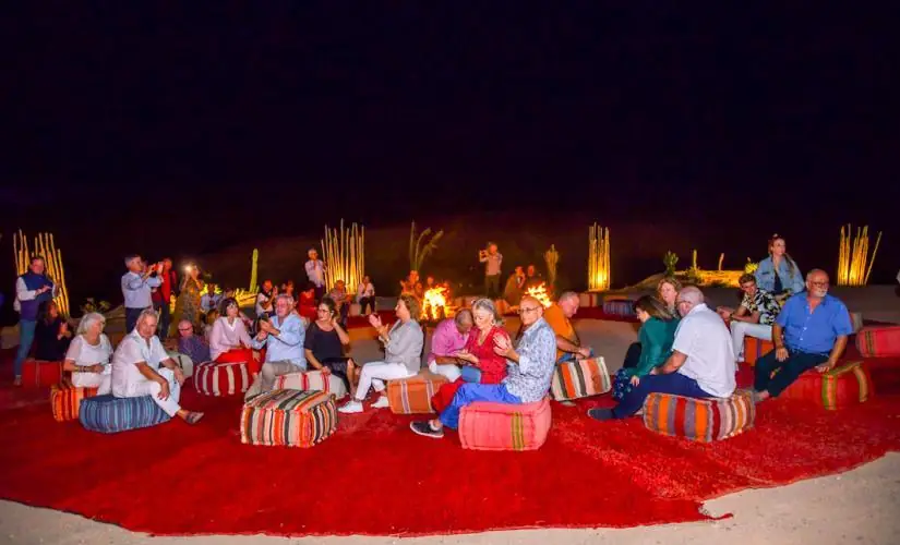 Dinner under the stars in a camp in the Agafay desert