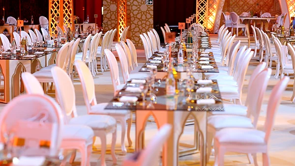 Tables set for a gala dinner