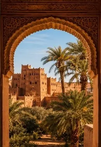 Kasbah seen through an arch, Ouarzazate